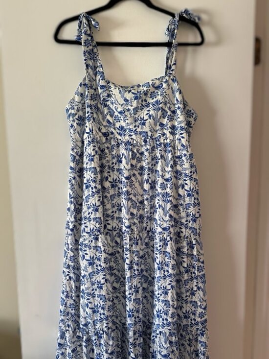 Pinkblush Maternity Blue Multi Floral Tie Strap Maternity Maxi Dress (NWT) - Picture 4 of 5